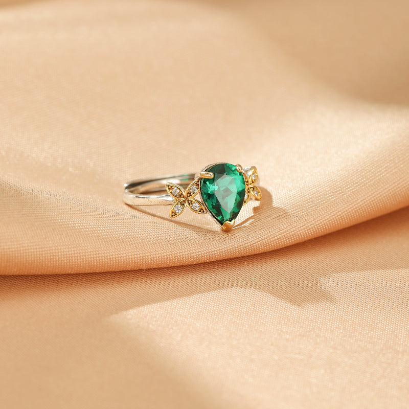Emerald Ring – Precious Wings, 925 Silver