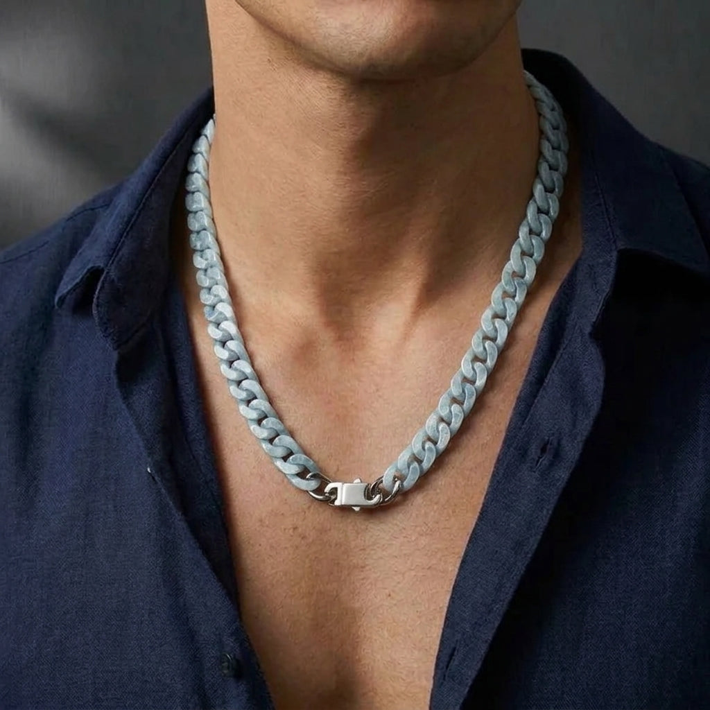 Collier Homme Jadéite Bleue – Esprit Souverain