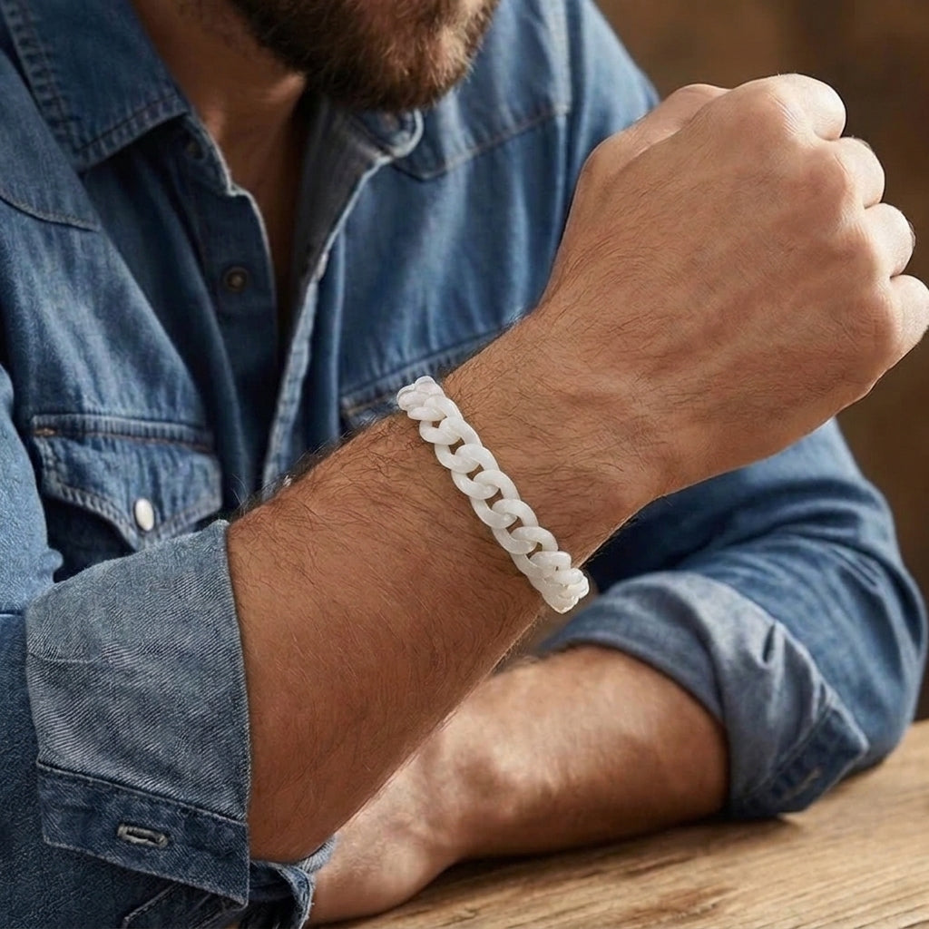Bracelet Homme Jade Blanc – Force du Tigre