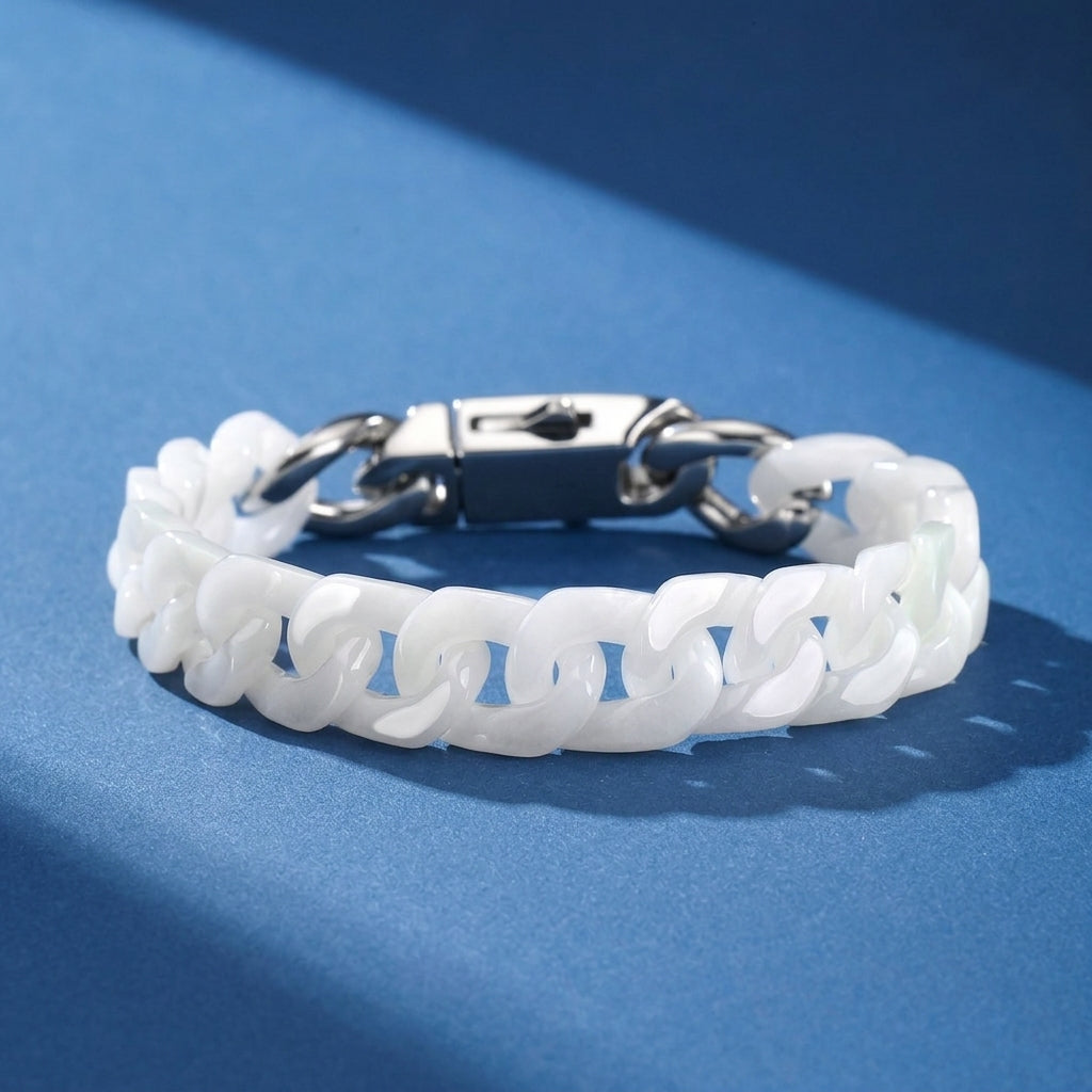 Bracelet Homme Jade Blanc – Force du Tigre