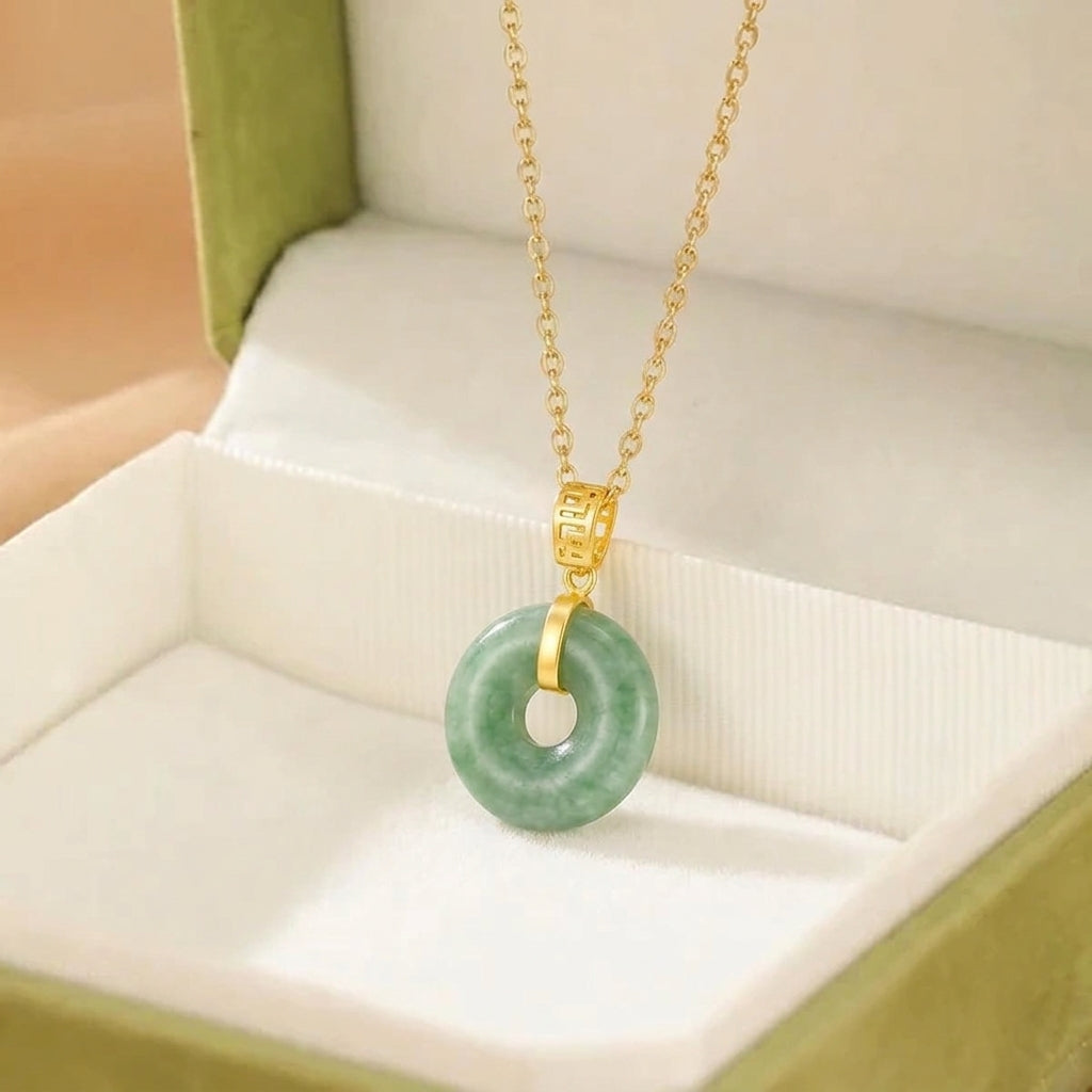 Collier Jade Néphrite – Cercle d'Harmonie, Or 18K