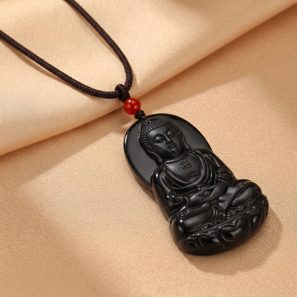 Collier Jadéite Noire – Éveil du Bouddha