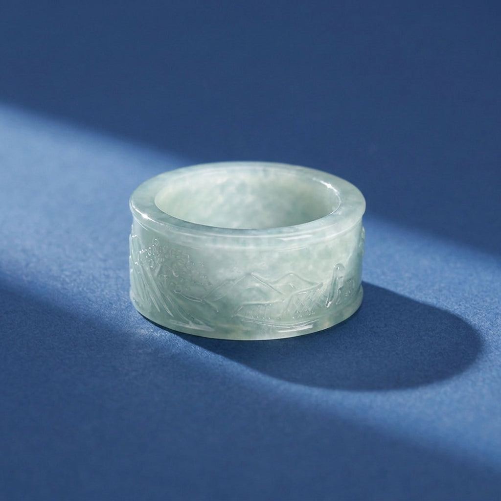 Bague Homme Jadéite Bleue – Courage Ancestral