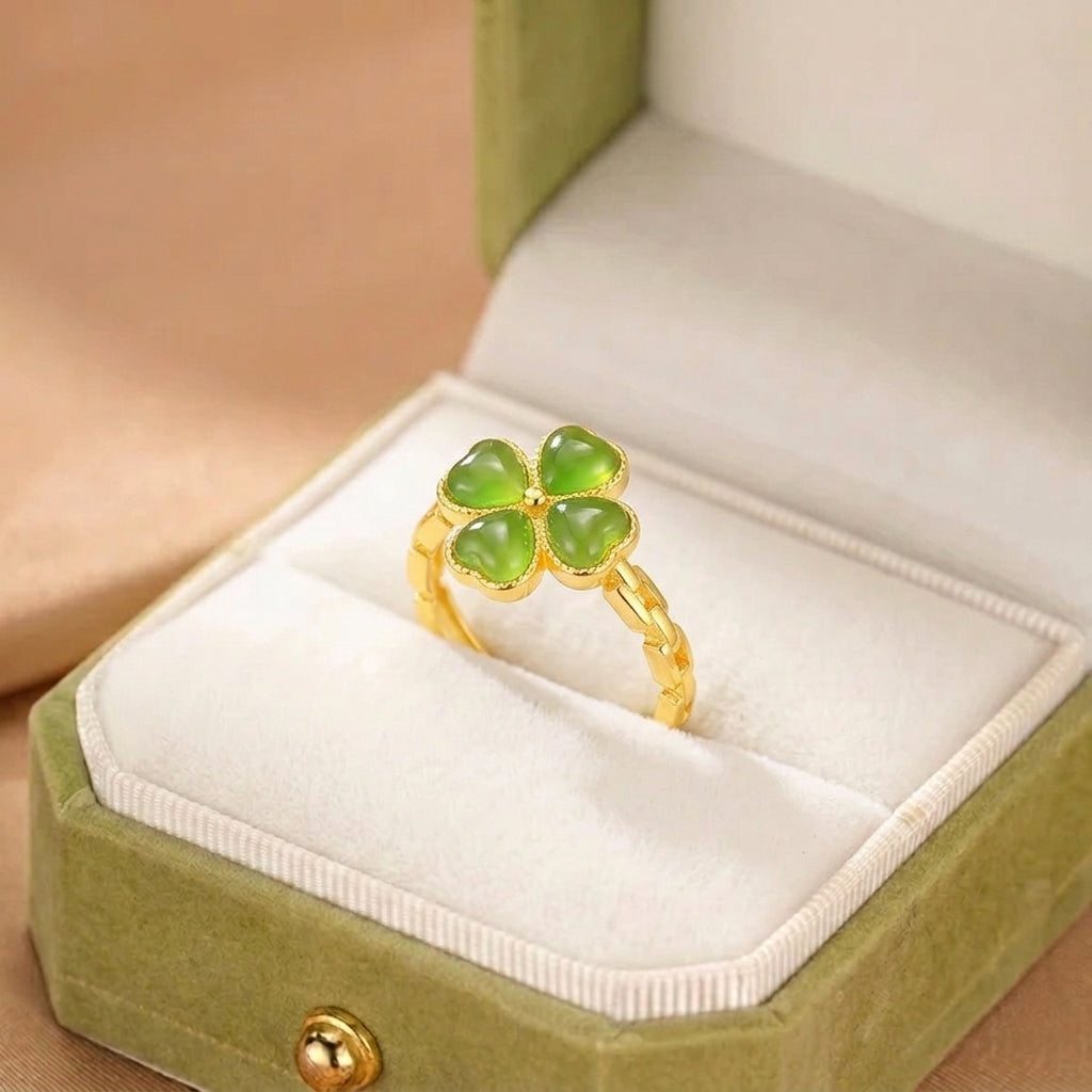 Bague Jade Néphrite – Lueur Secrète, Argent Plaqué Or