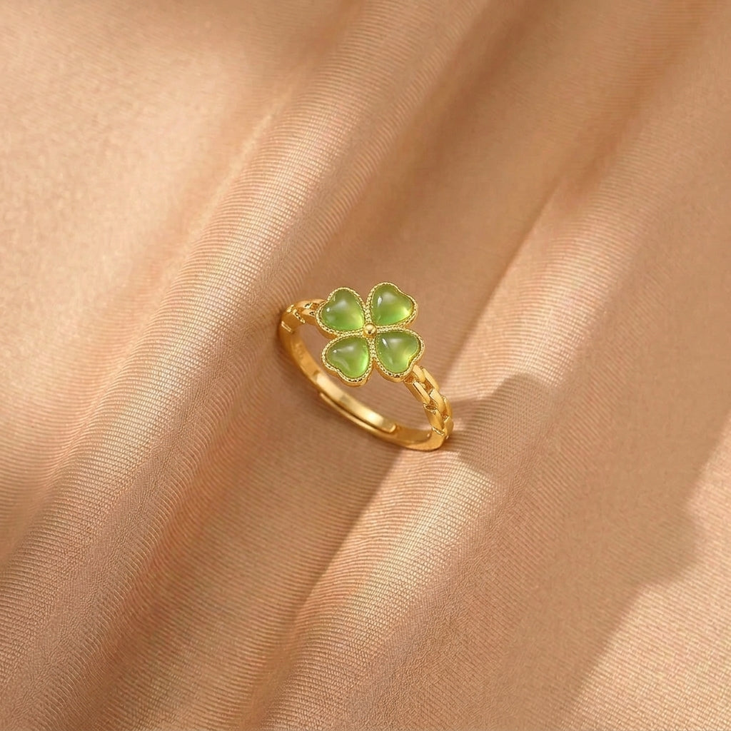 Bague Jade Néphrite – Lueur Secrète, Argent Plaqué Or