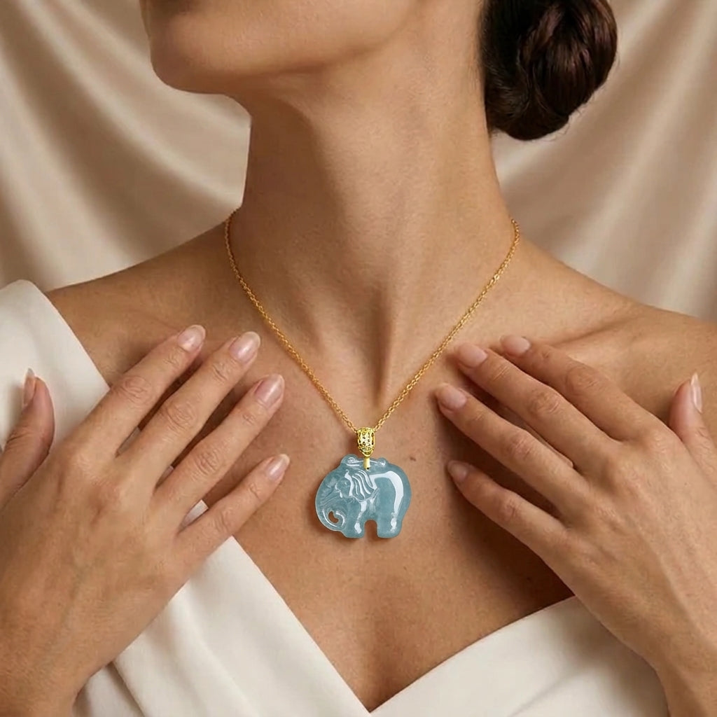 Collier Jadéite Bleue – Sagesse Paisible, Or 18K