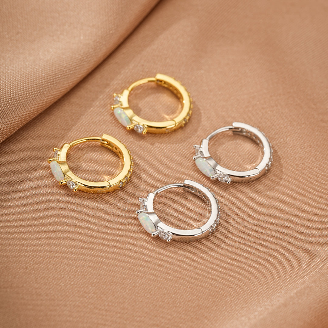Boucles d'Oreilles Opale – Halo Intemporel, Argent
