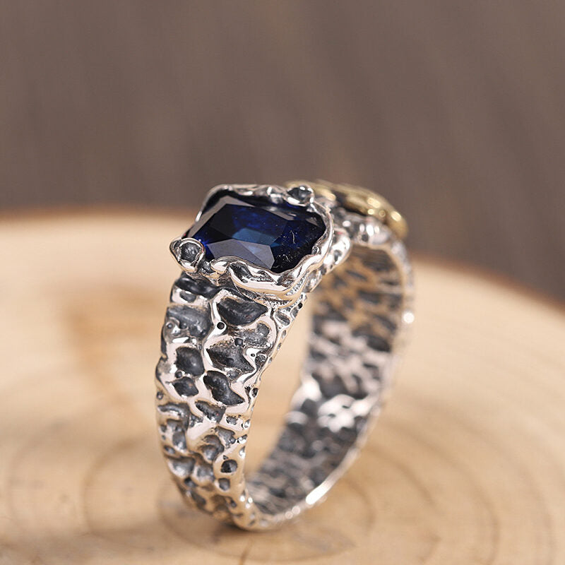Bague Zircon - Harmonie Bleue, Sérénité Pourpre, Argent
