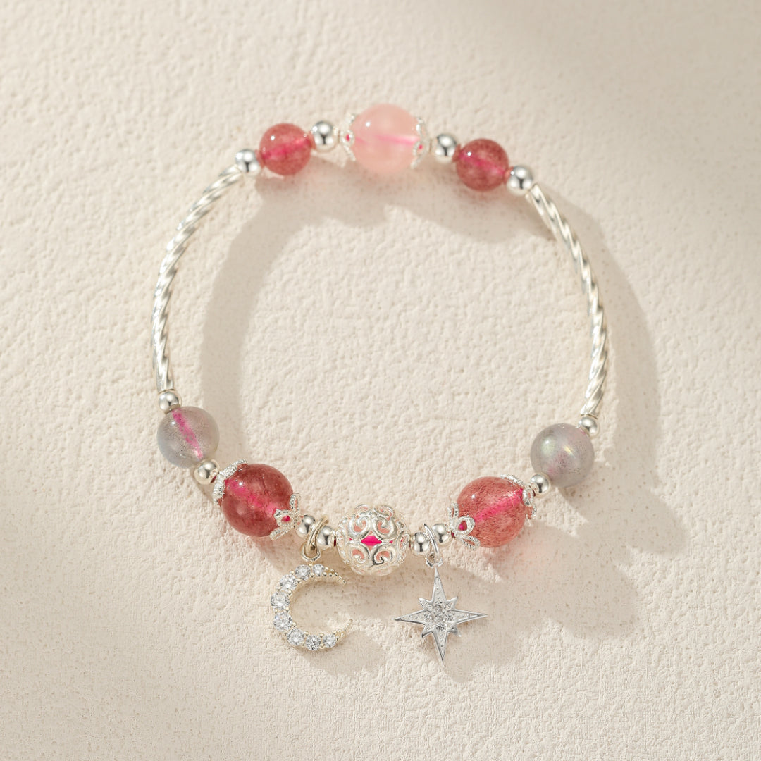 Bracelet Enfant Quartz Fraise – Rêves Magiques, Argent 925