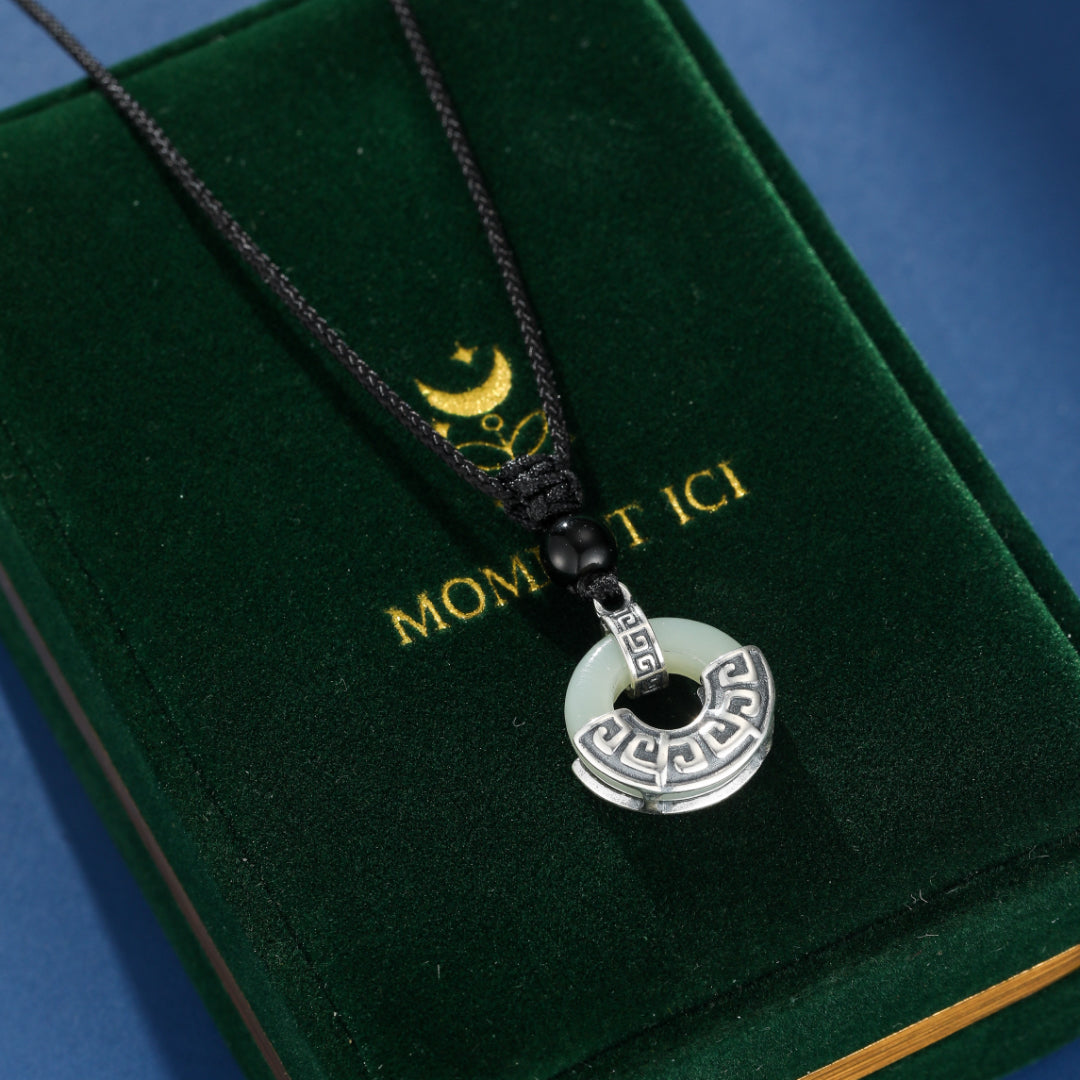 Collier Homme Jade et Obsidienne – Équilibre Ancien, Argent 925