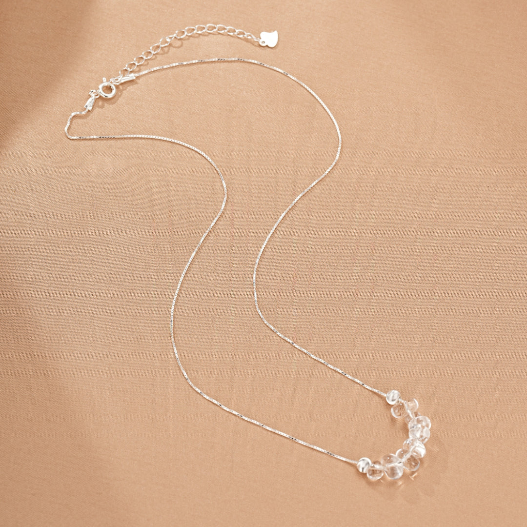 Collier Cristal de Roche – Aura Claire, Argent