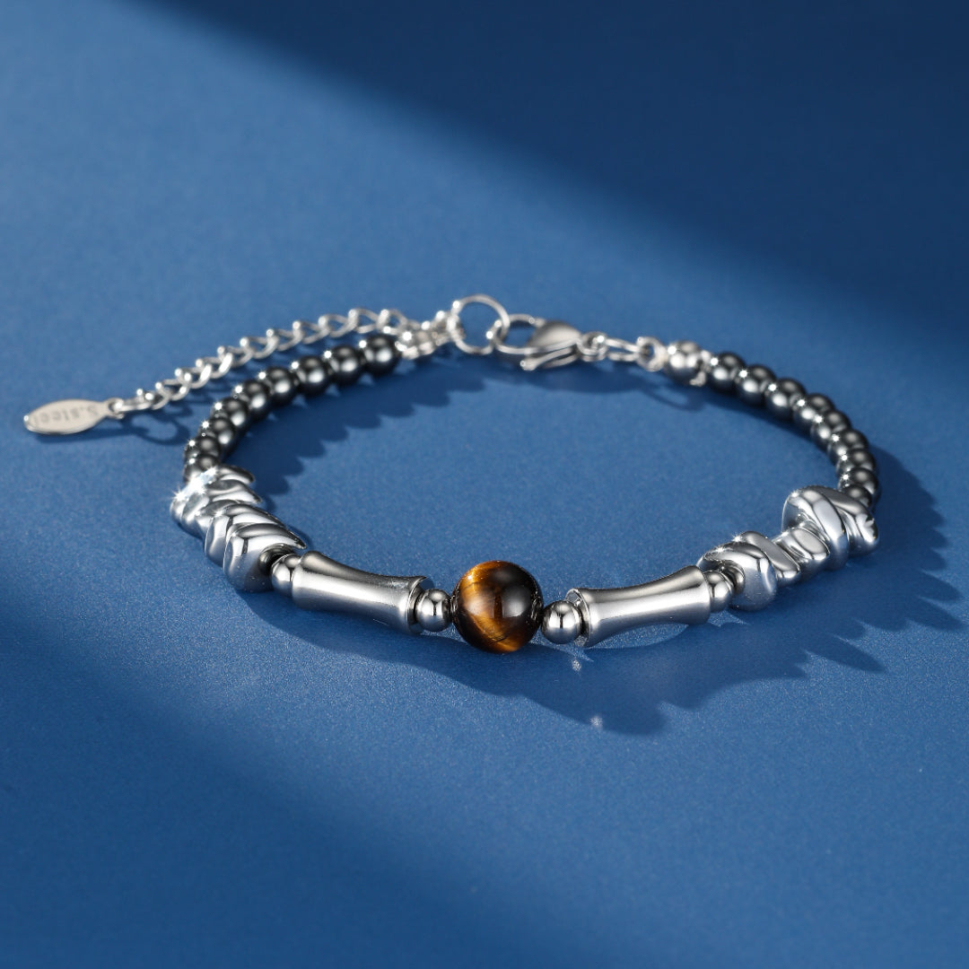 Bracelet Homme Œil de Tigre et Hématite – Fusion Minérale