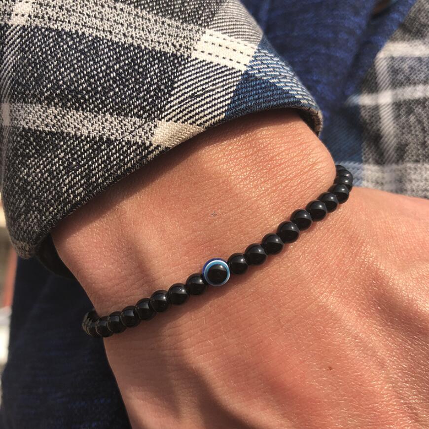 Bracelet Mauvais Oeil ‘Apaisement’ en Agate Noire Moment ici