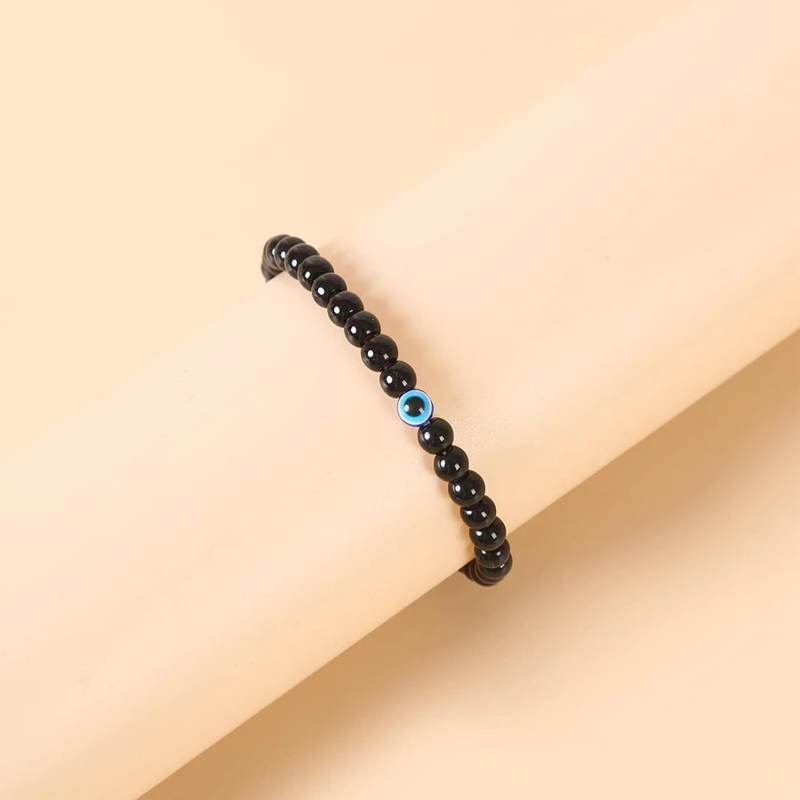 Bracelet Mauvais Oeil ‘Apaisement’ en Agate Noire Moment ici