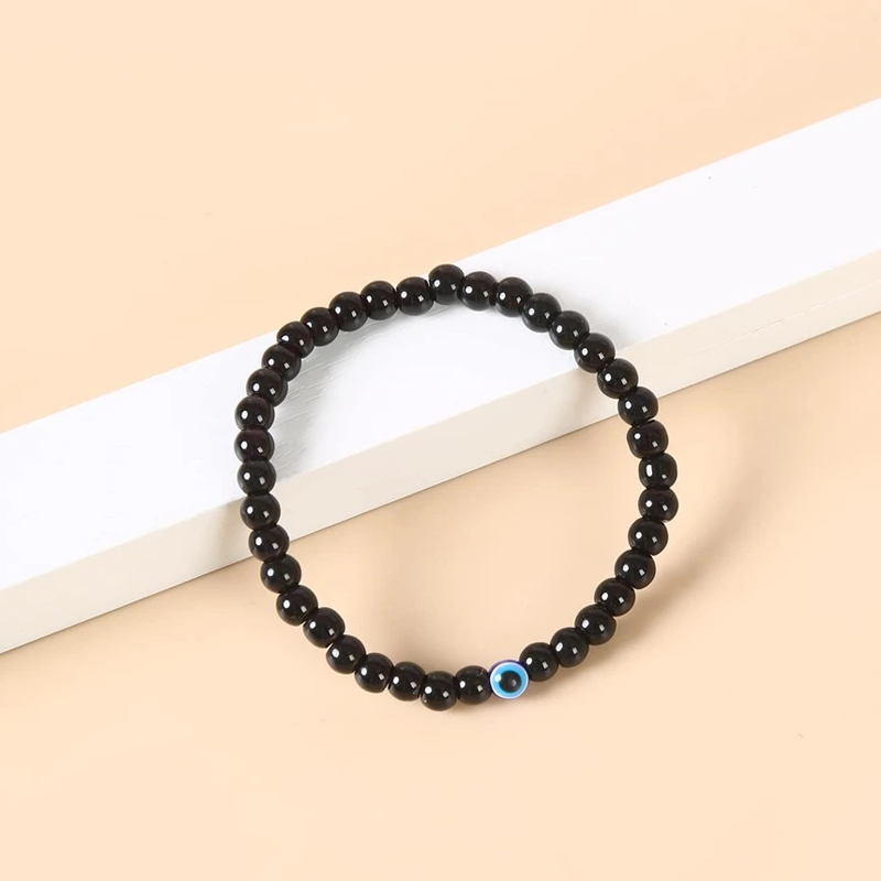 Bracelet Mauvais Oeil ‘Apaisement’ en Agate Noire Moment ici