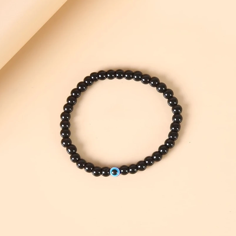 Bracelet Mauvais Oeil ‘Apaisement’ en Agate Noire Moment ici