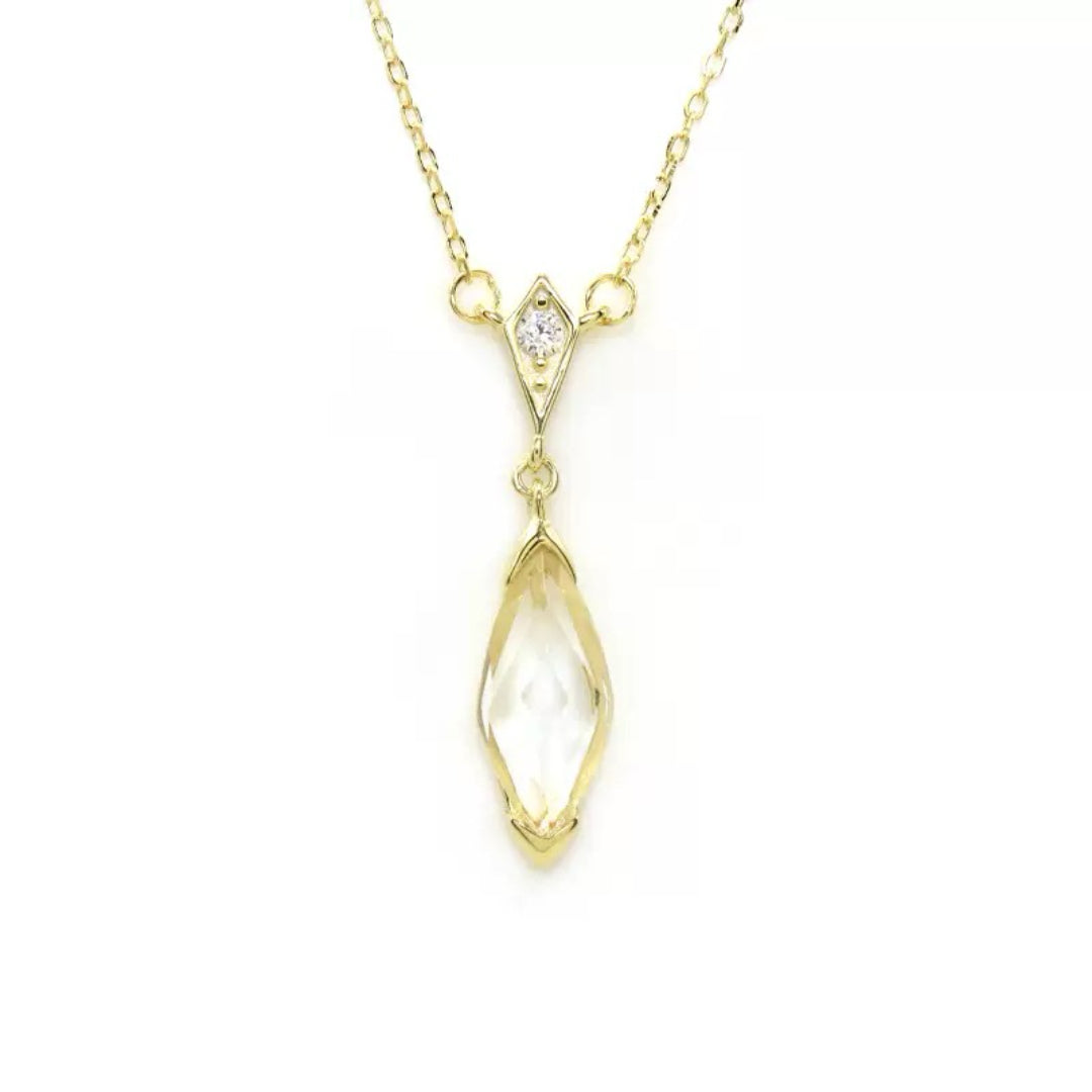 Collier Cristal de Roche – Élixir de Lumière, Argent Plaqué Or 14K