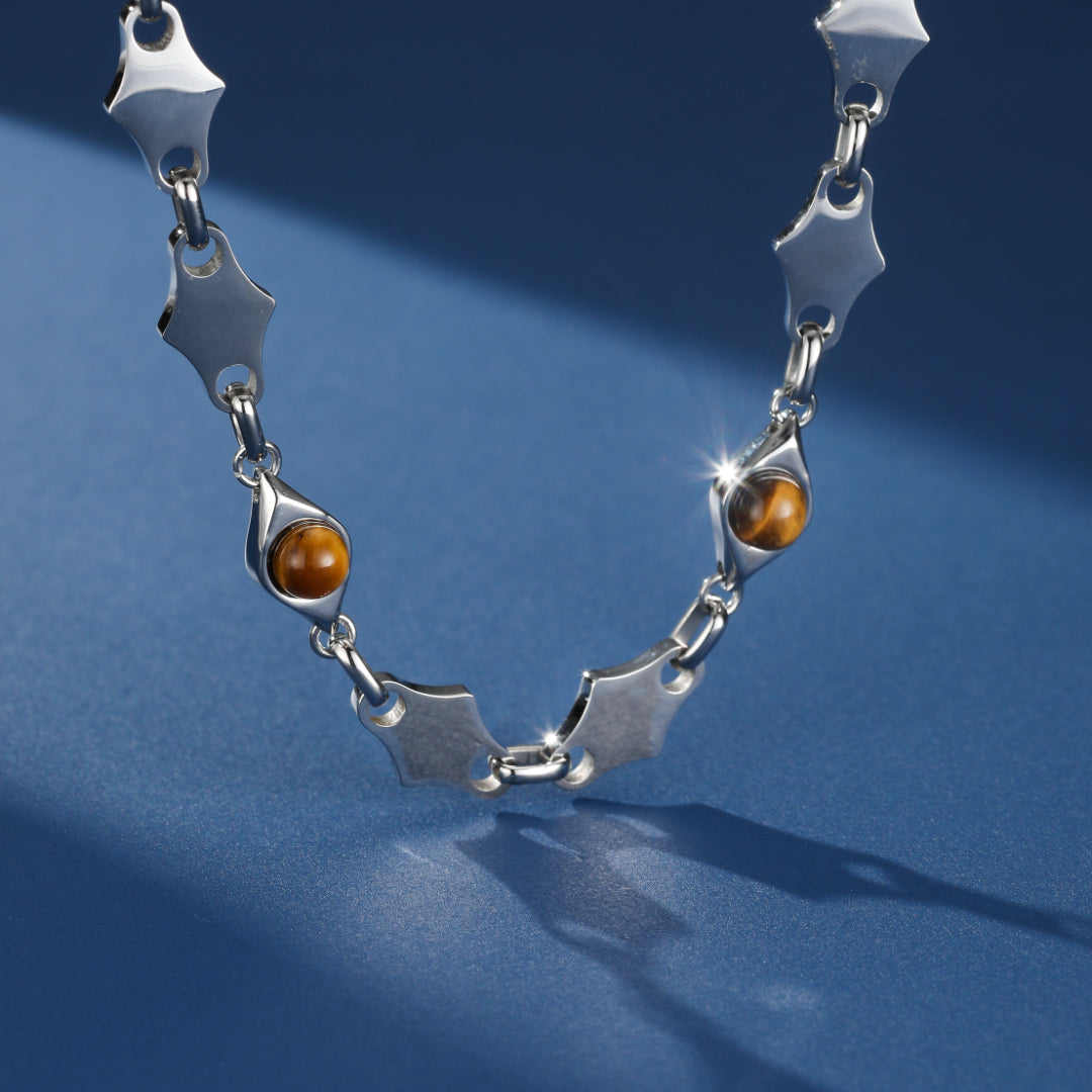 Collier Homme Œil de Tigre – Regard Solaire