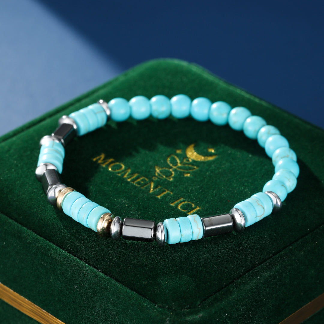 Bracelet Homme Hématite Turquoise – Élan Céleste