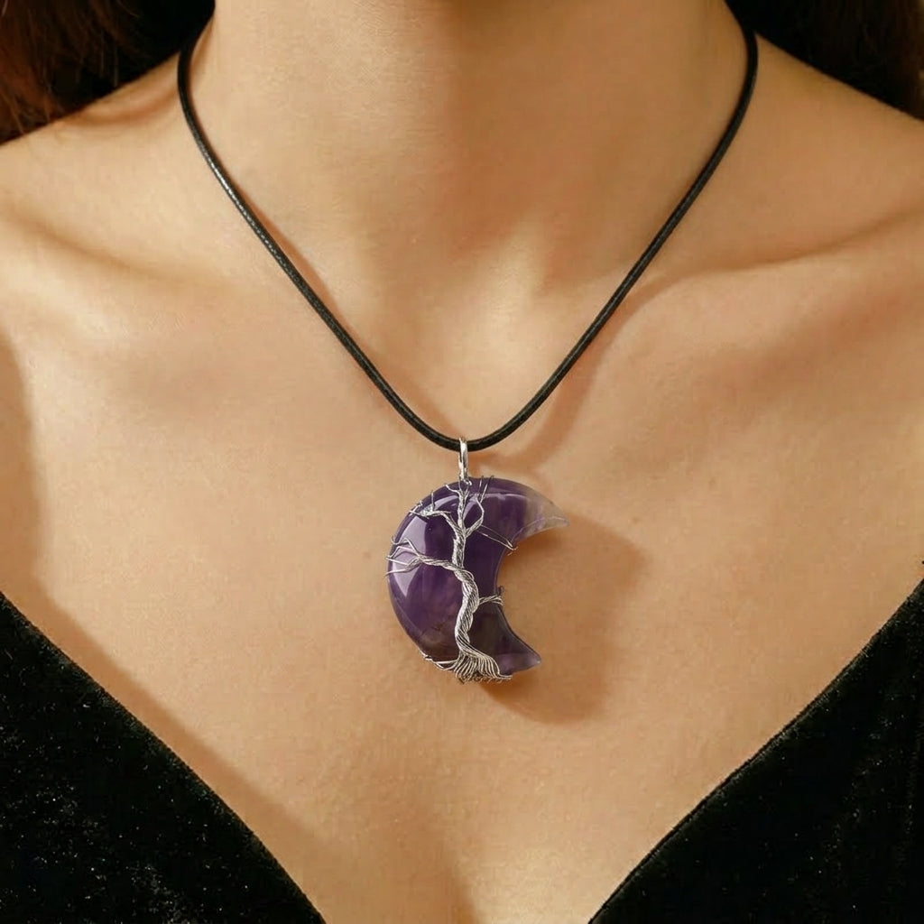Collier Arbre de Vie en Pierres Naturelles - Lune