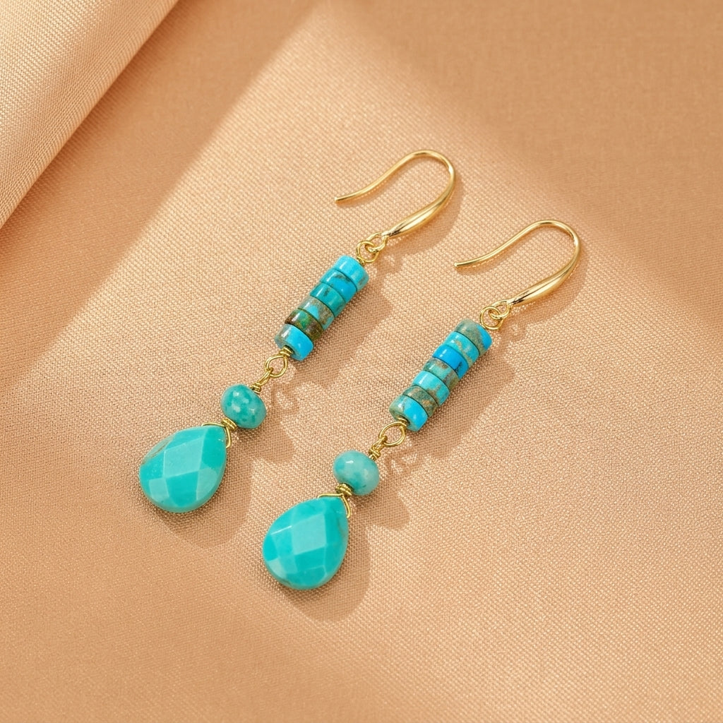 Boucles d'Oreilles Turquoise – Cylindre