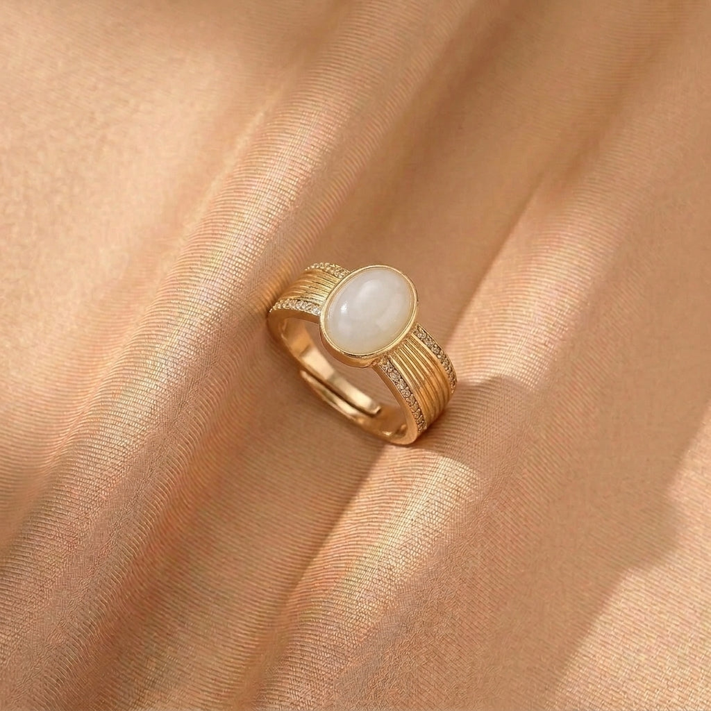 Bague Jade Blanc – Héritage Céleste, Argent