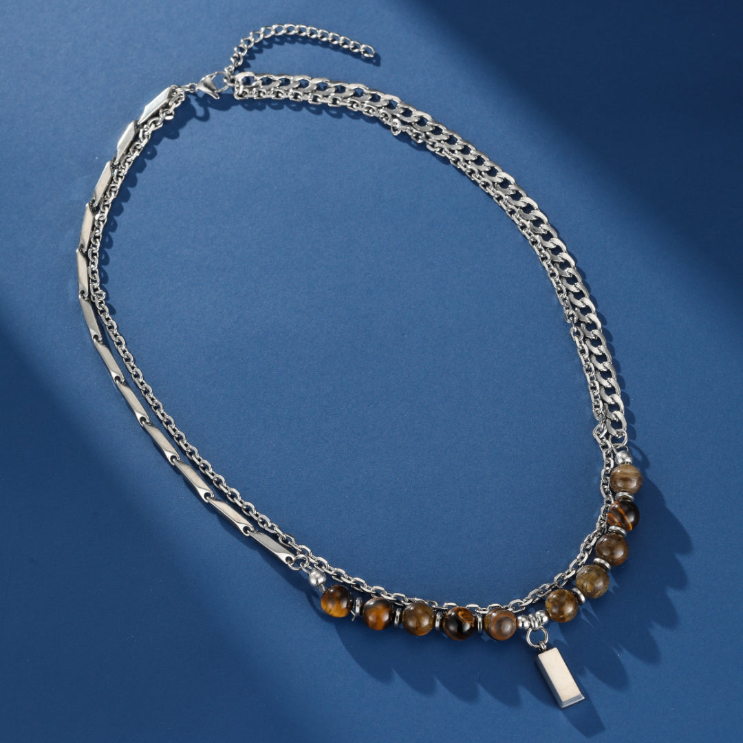 Collier Homme Œil de Tigre – Élan Minéral