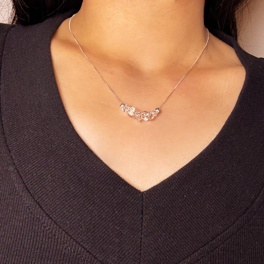 Collier Cristal de Roche – Aura Claire, Argent