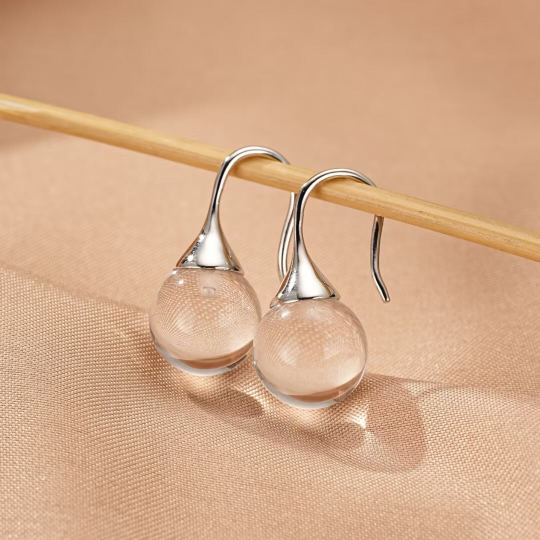 Boucles d'Oreilles Cristal de Roche – Lumière Pure, Argent