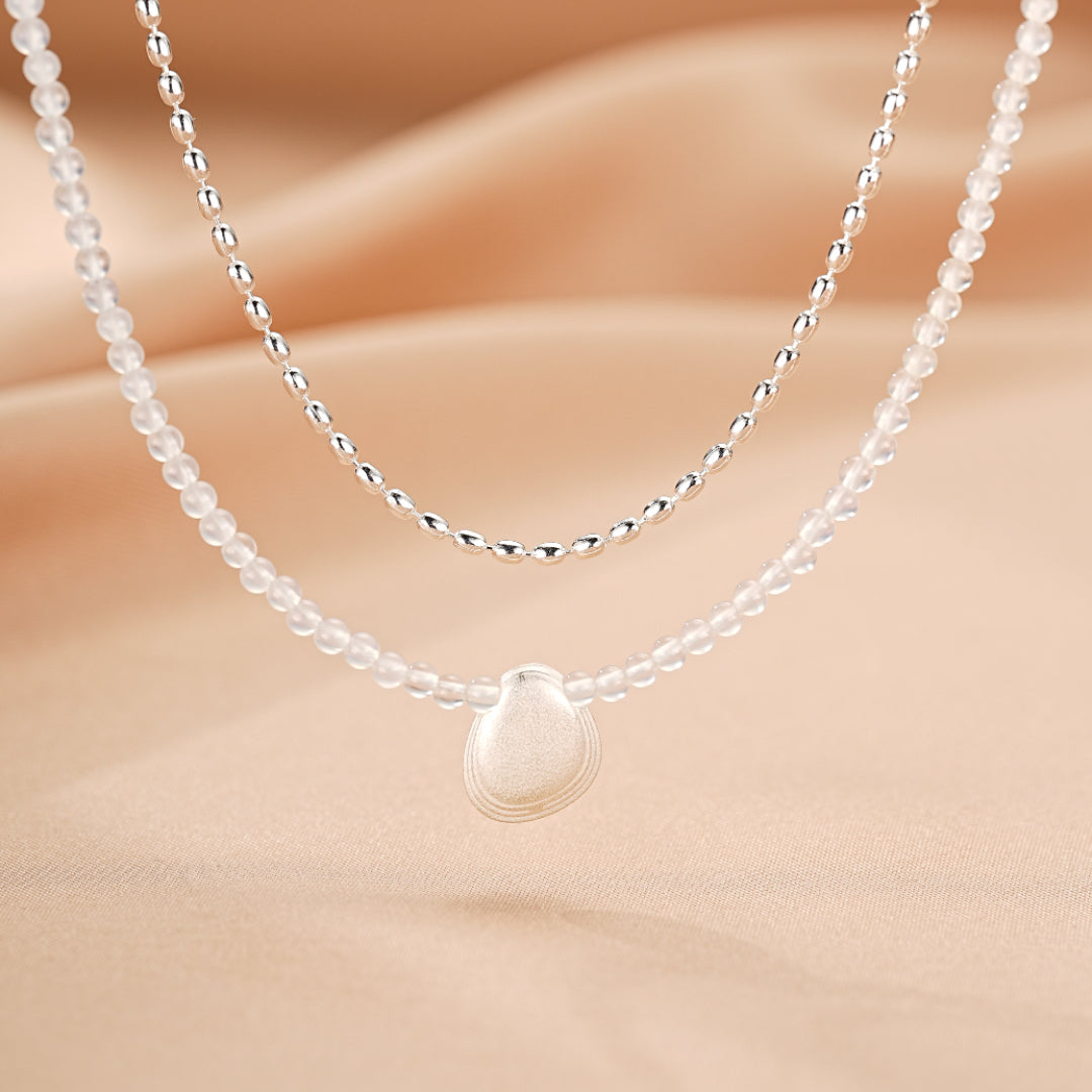 Collier Cristal de Roche – Goutte Discrète, Argent