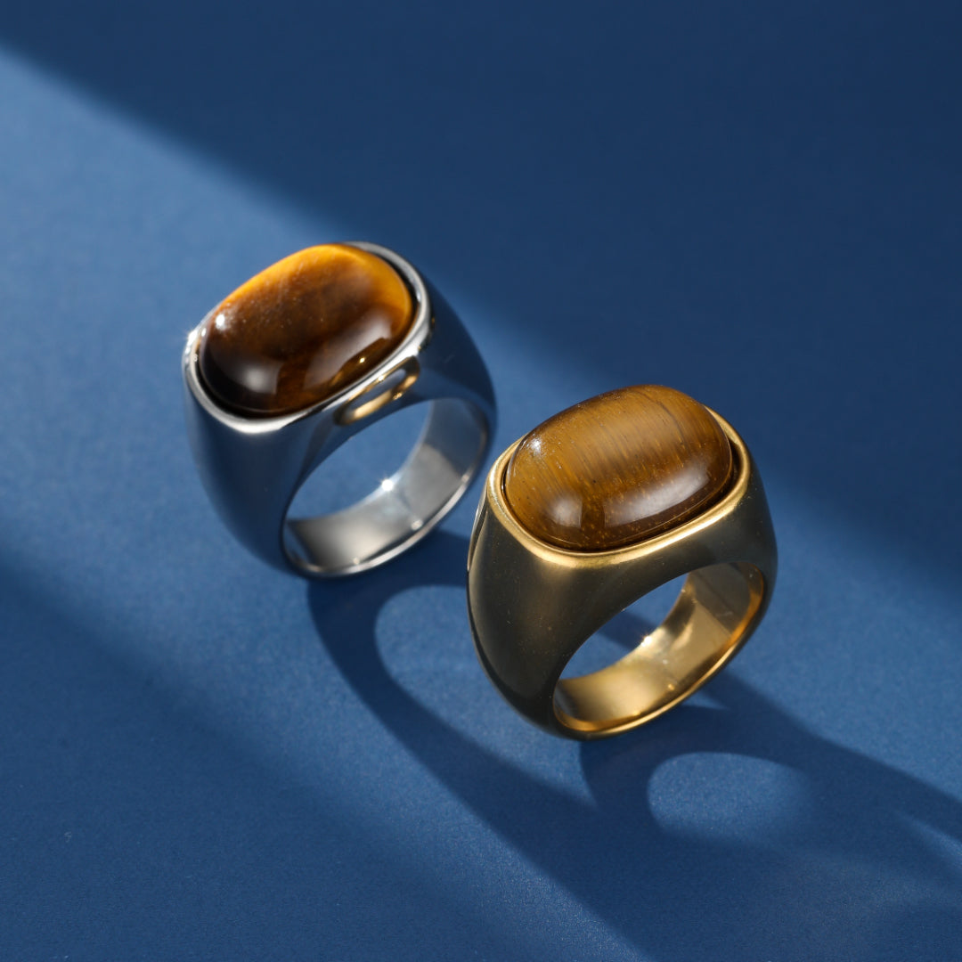 Bague Homme Œil de Tigre – Impact Solaire