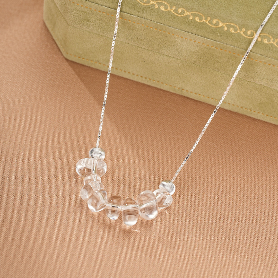Collier Cristal de Roche – Aura Claire, Argent