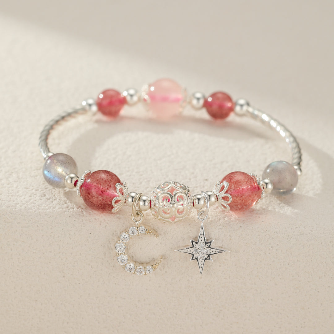 Bracelet Enfant Quartz Fraise – Rêves Magiques, Argent 925