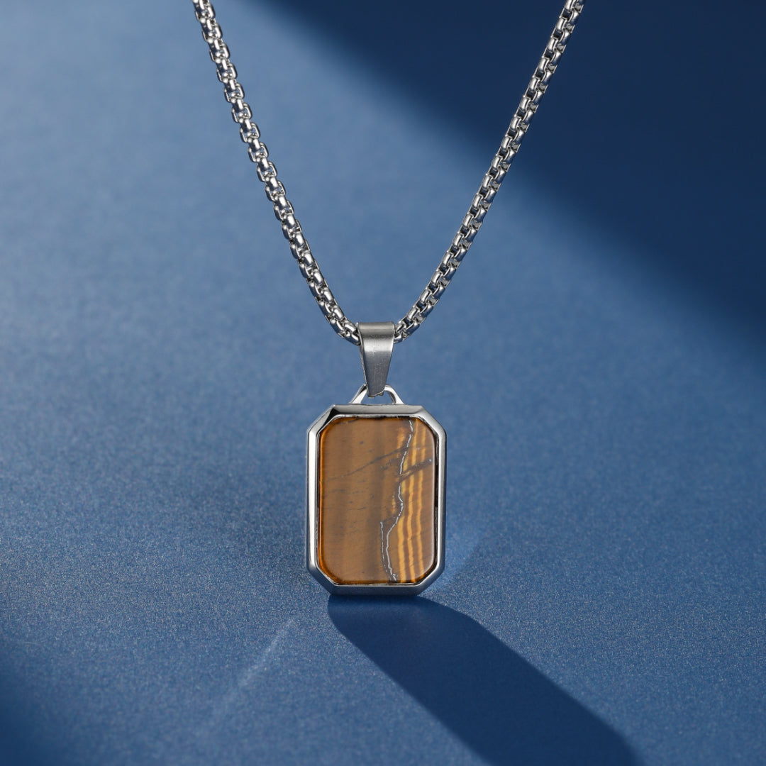 Collier Homme Œil de Tigre – Médaillon Impérial