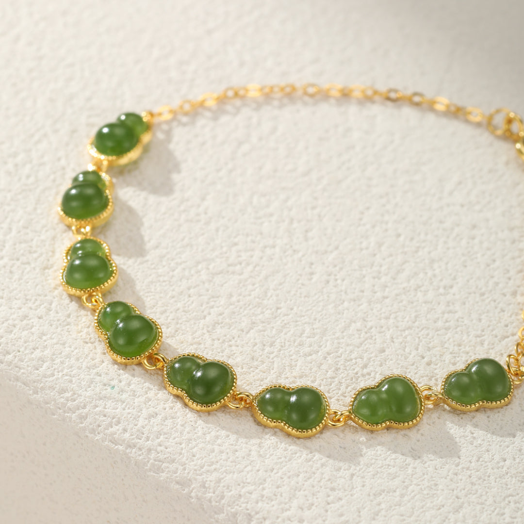 Bracelet Jade – Douceur Éternelle, Argent Plaqué Or