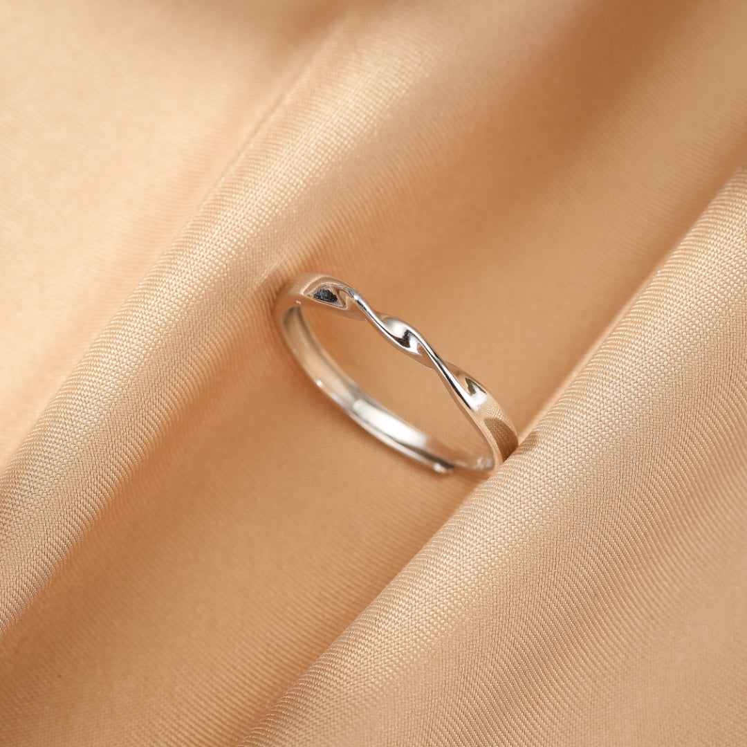 Bague Couple – Cœur Entrelacé, Argent