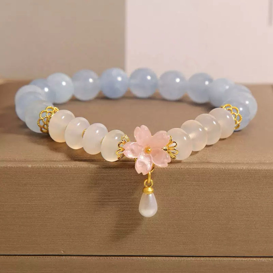 Bracelet Aigue-Marine et Agate – Fleur de Rosée