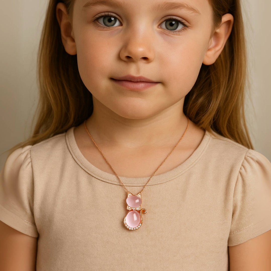 Collier Enfant Quartz Rose – Chaton