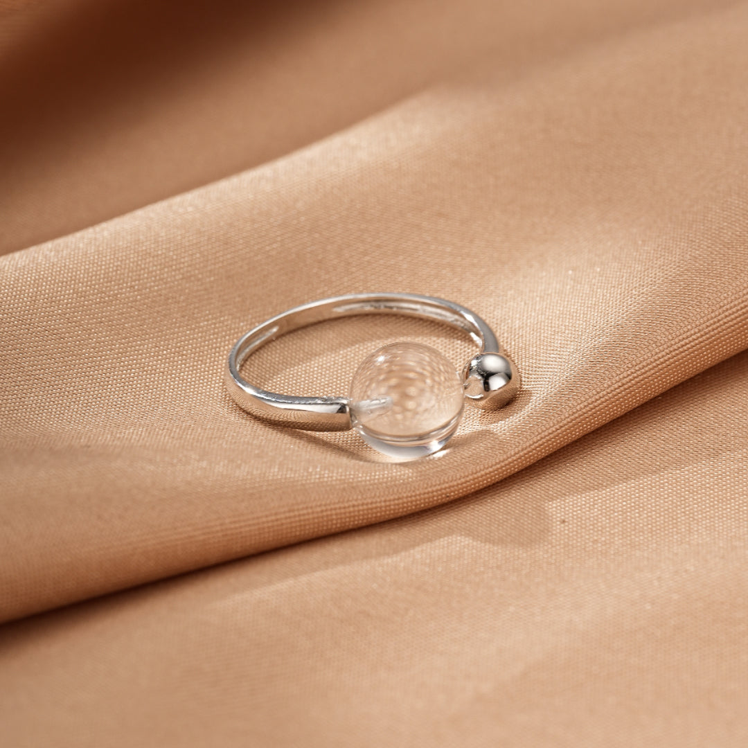 Rock Crystal Ring – Sphere of Light, Silver