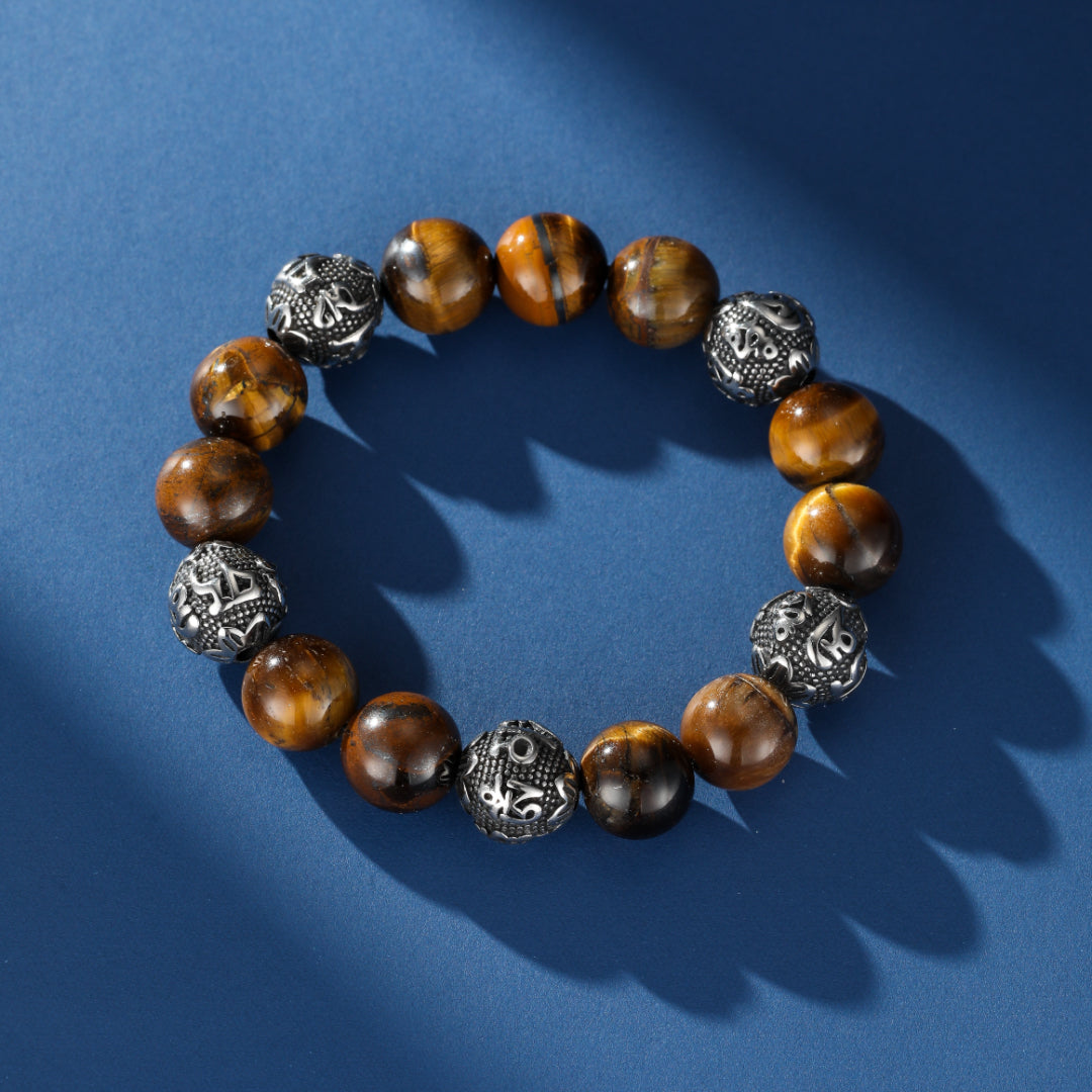 Bracelet Homme Œil de Tigre – Mantras Sacrés