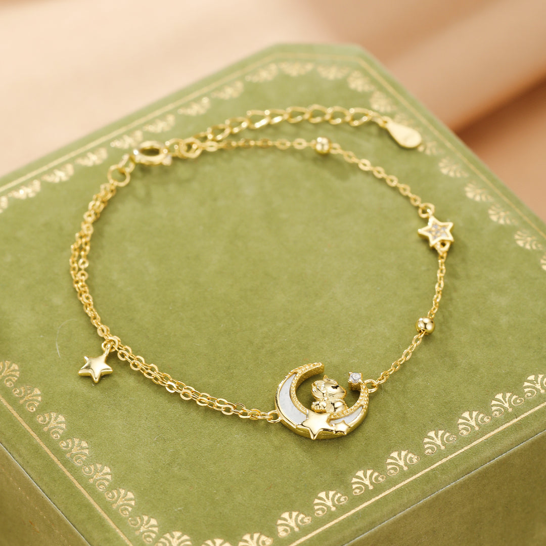 Bijoux-Bracelet Cheval – Rêve Étoilé, Argent Plaqué Or