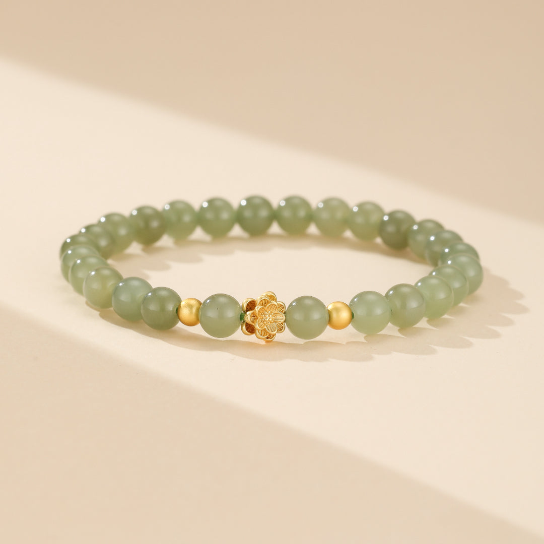 Bracelet Jade Lotus – Réussite, Plaqué Or