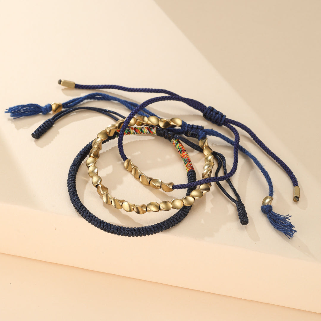 Bracelet Tibétain – Pulse Paix , Cuivre et Fil Tibétain