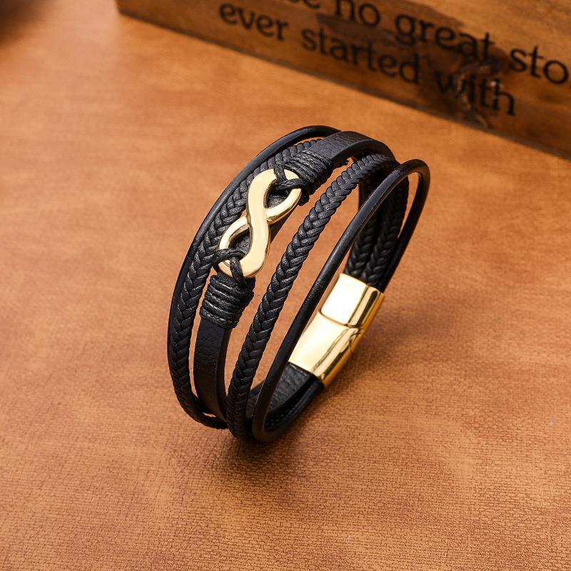 Bracelet Homme 'Infini' en Cuir Moment ici