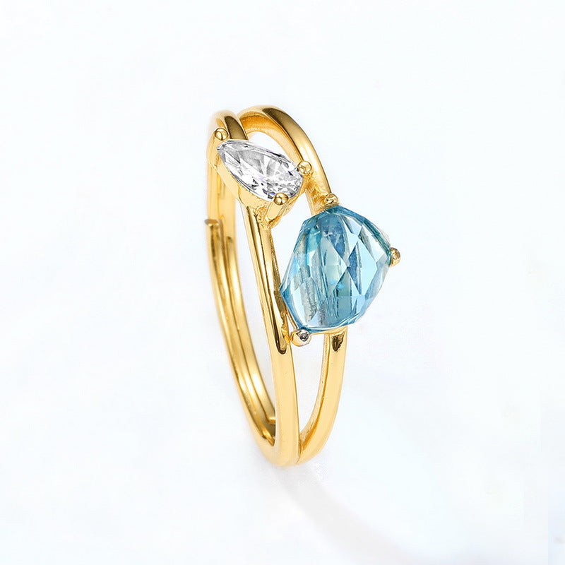 Bague Topaze – Éclat d'Olympe, Argent Plaqué Or
