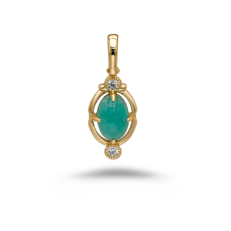 Collier Amazonite – Goutte de Bonheur, Argent Plaqué Or