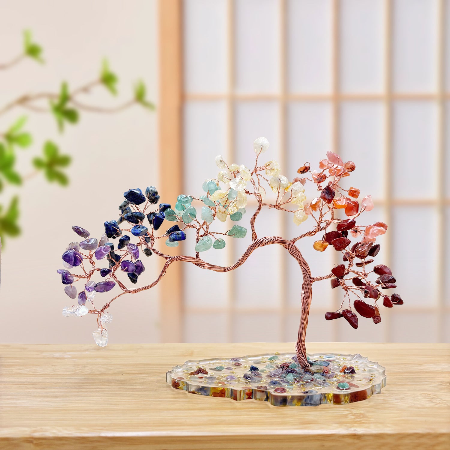 Arbre de Vie Citrine, Améthyste, Aventurine et 7 Chakras – Sept Énergies, Agate