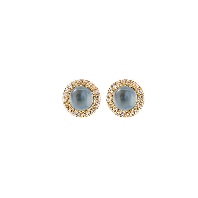 Boucles d'oreilles Aigue marine – Éclat Céleste, Argent Plaqué Or