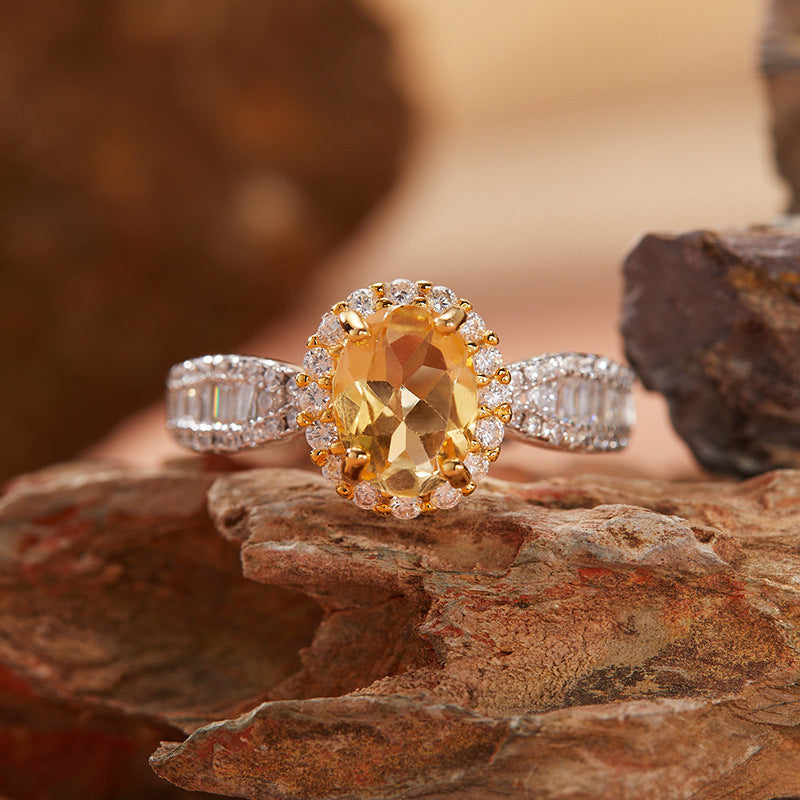 Bague Citrine – Caresse Solaire, Argent
