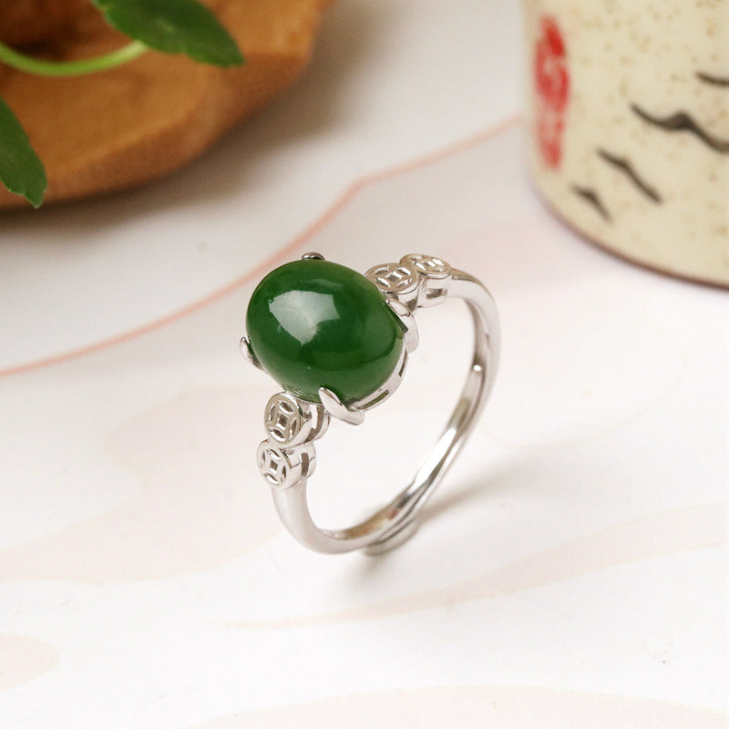 Bague Jade – Trésor de Chance, Argent